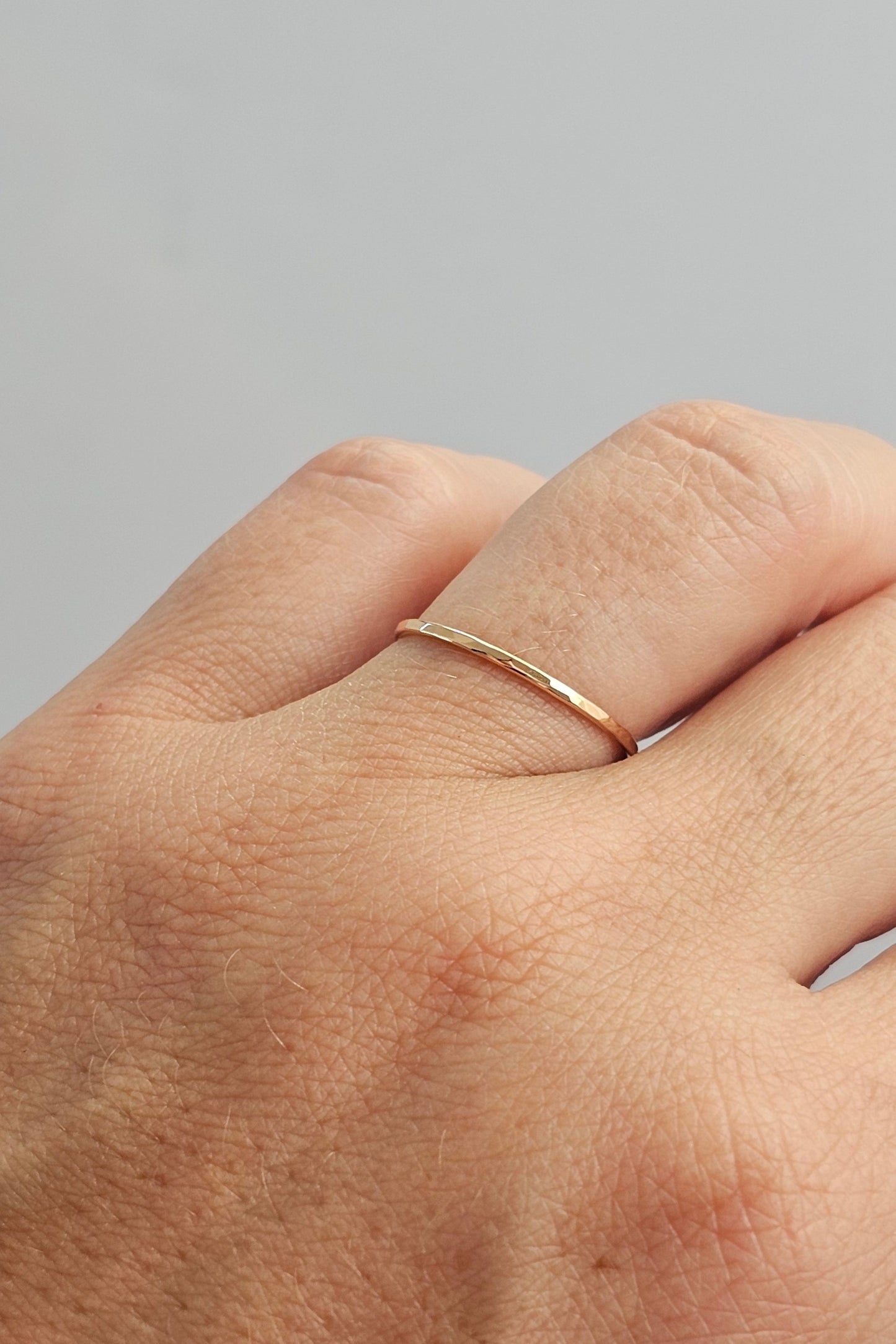 Gold hammer finish ring