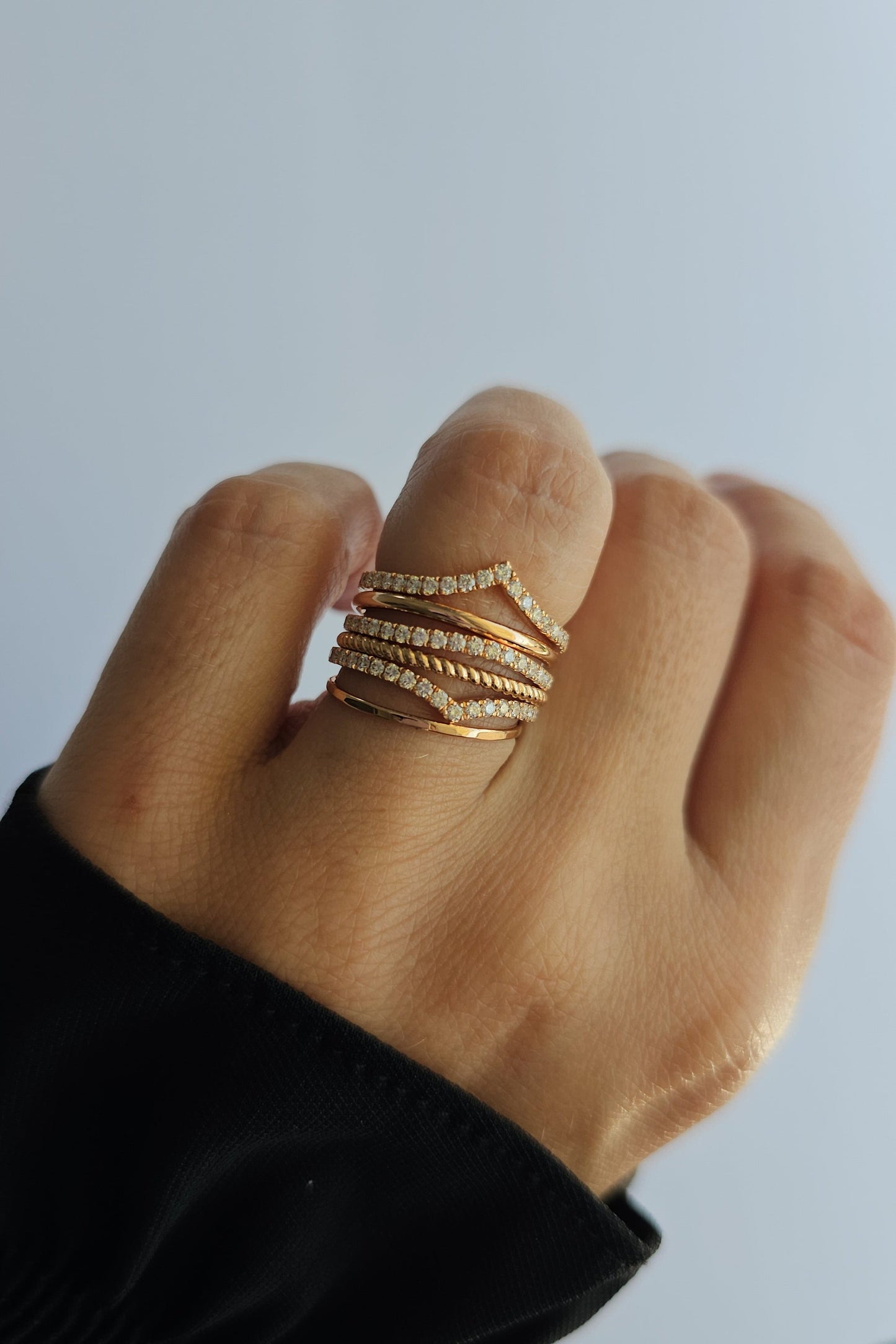 Gold rope stacker rings